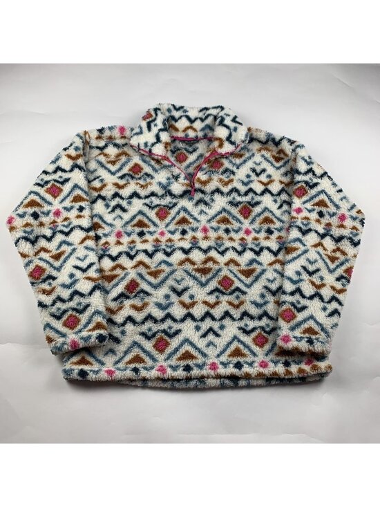 Eddie Bauer Jackets & Blazers - Eddie Bauer Aztec Printed Quest Plush Teddy Fleece Pullover Jacket L